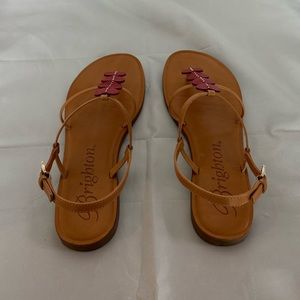 Brighton sandals women’s size 9 medium brown with red hearts.